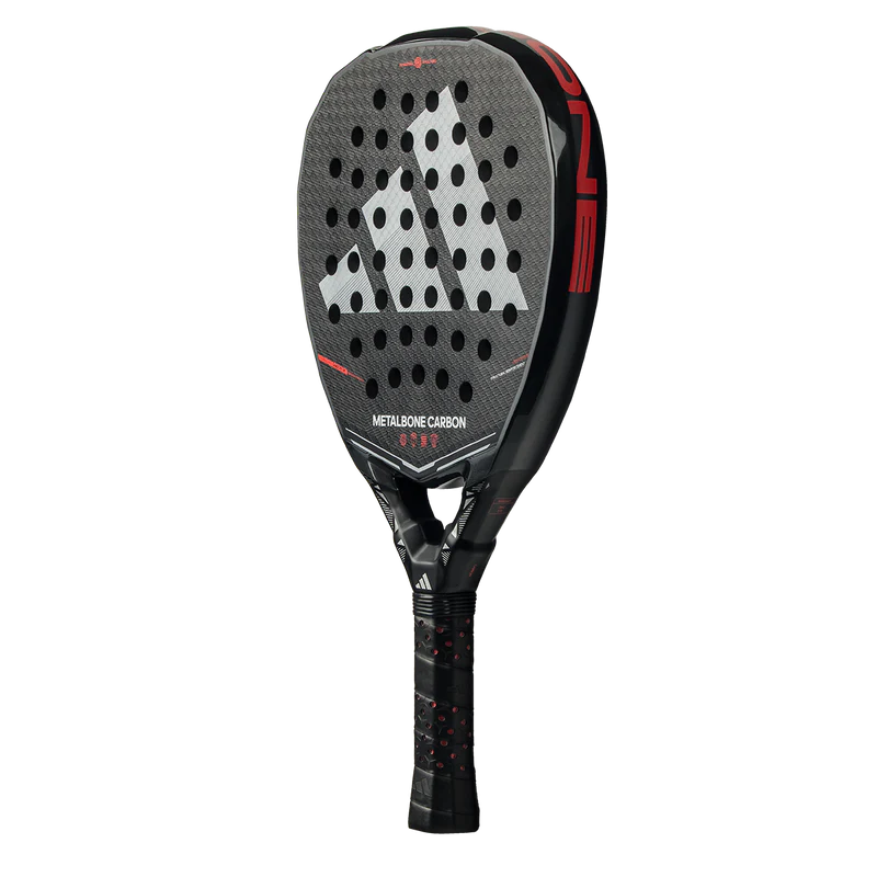 Adidas Metalbone Carbon 2026 padel racket with black and silver design, lightweight frame, and textured surface for optimal grip.