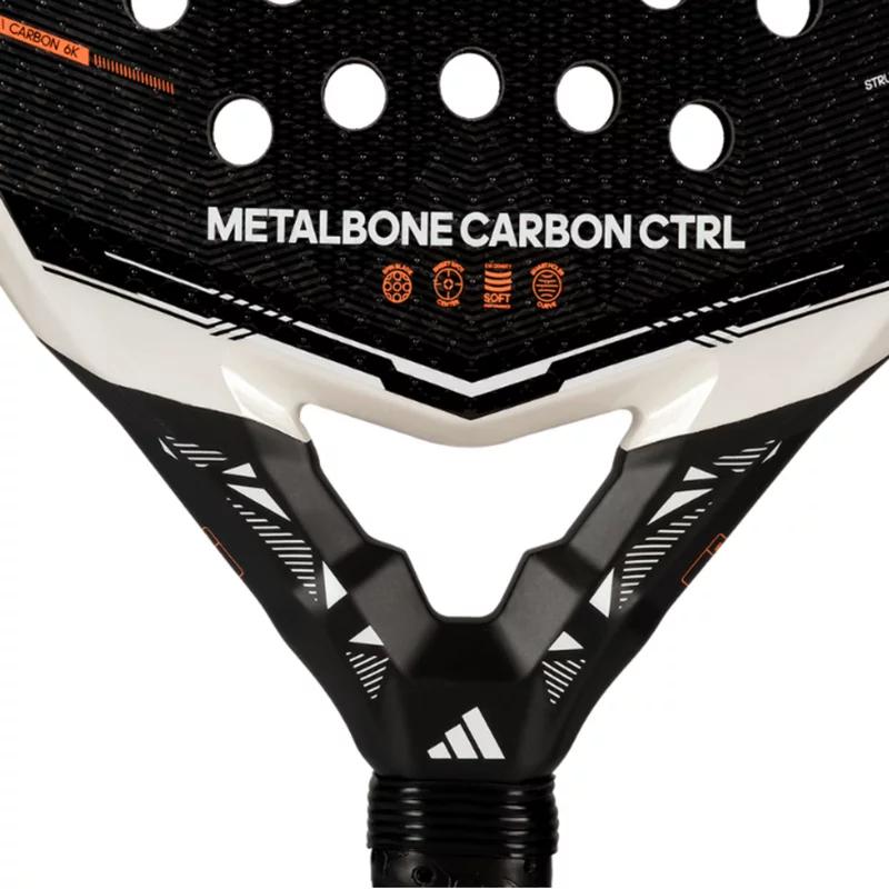 Adidas Metalbone Carbon Ctrl 2026 padel racket with black and silver design, featuring a carbon fiber surface and ergonomic grip.