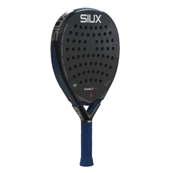 Siux Diablo Pro 2026 Night Blue padel racket with a sleek blue design and ergonomic handle, perfect for advanced players.