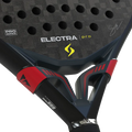 Siux Electra Pro 2026 Shadow Red padel racket with a sleek red and black design, lightweight frame, and grip handle for optimal play.
