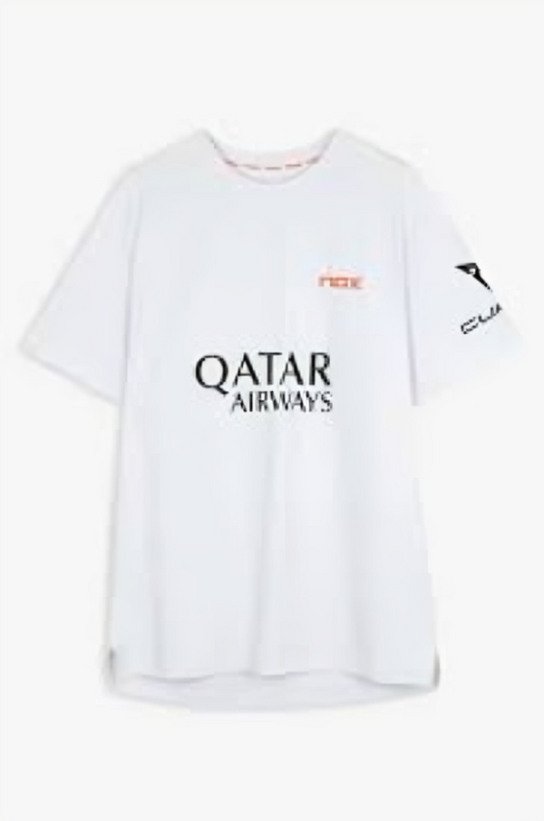 White Nox Sponsors AT10 XL T-shirt featuring the brand logo, made of comfortable fabric, displayed flat on a neutral background.